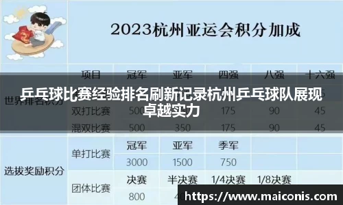 乒乓球比赛经验排名刷新记录杭州乒乓球队展现卓越实力